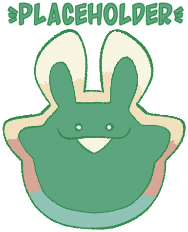 image of my mascot with the text 'placeholder' above it